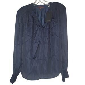 Scotch & Soda Blue Size Medium Blouse Top Long Sleeve $115 Style 158921 Ruffle